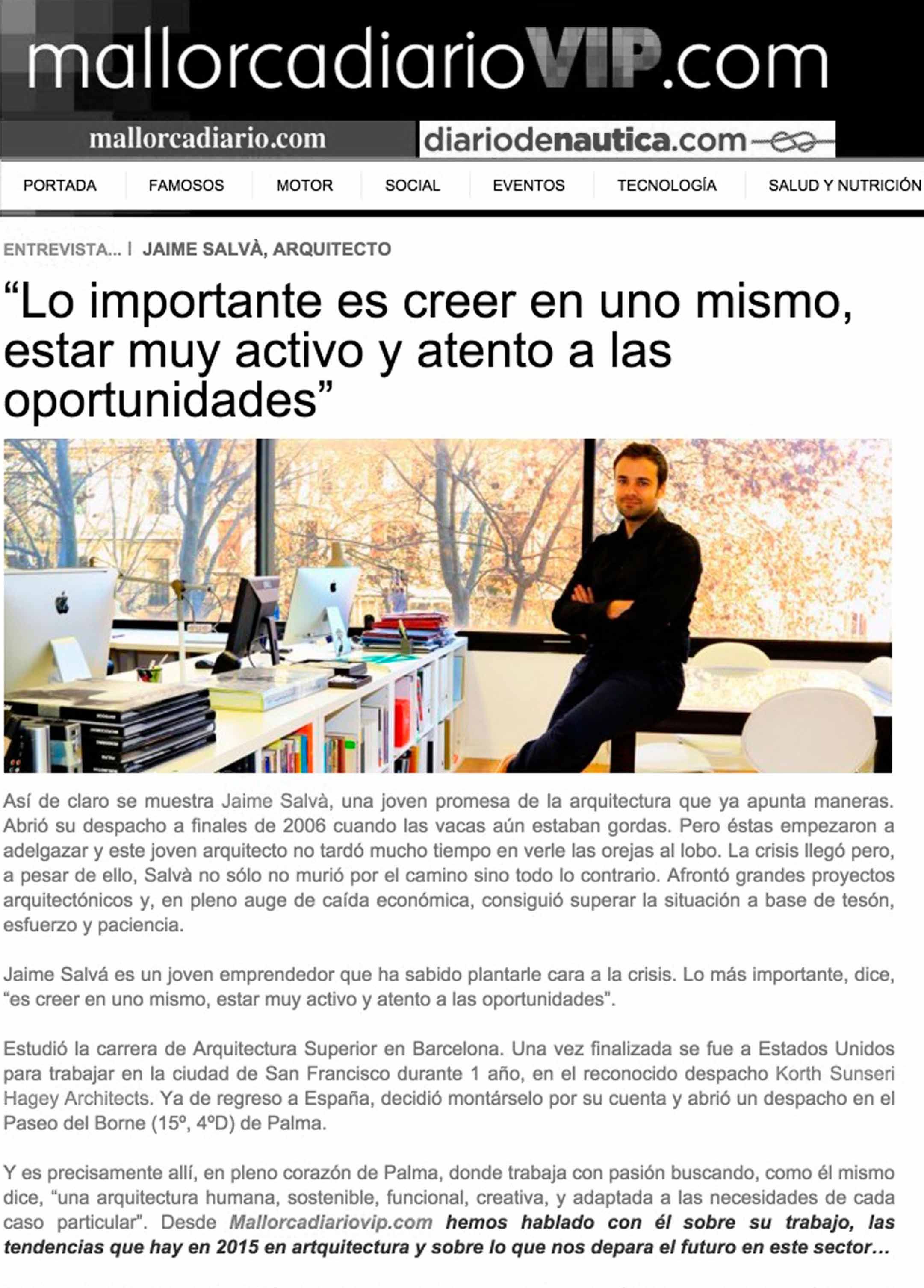 Entrevista en Mallorcadiario Vip