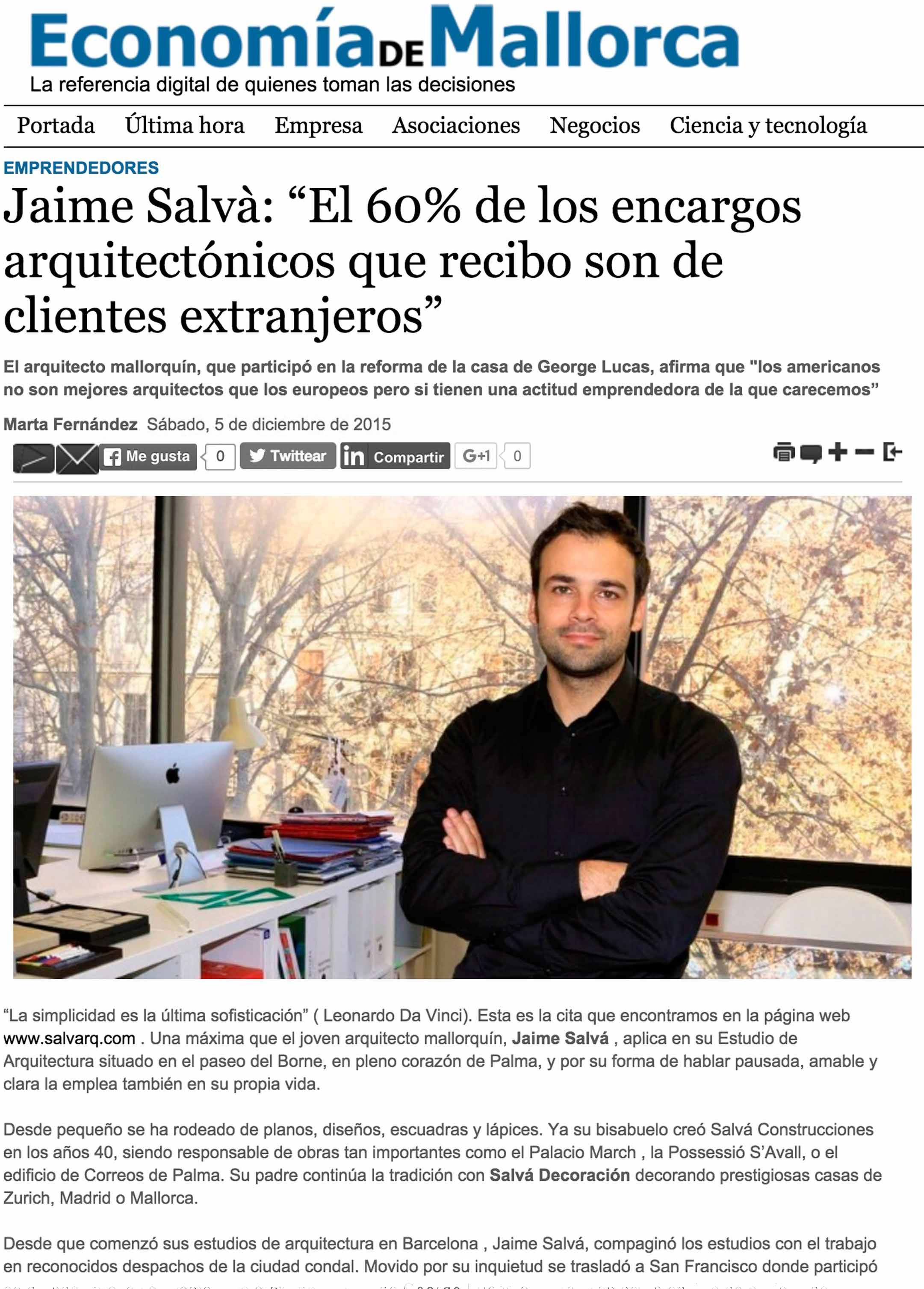Entrevista en Economía de Mallorca